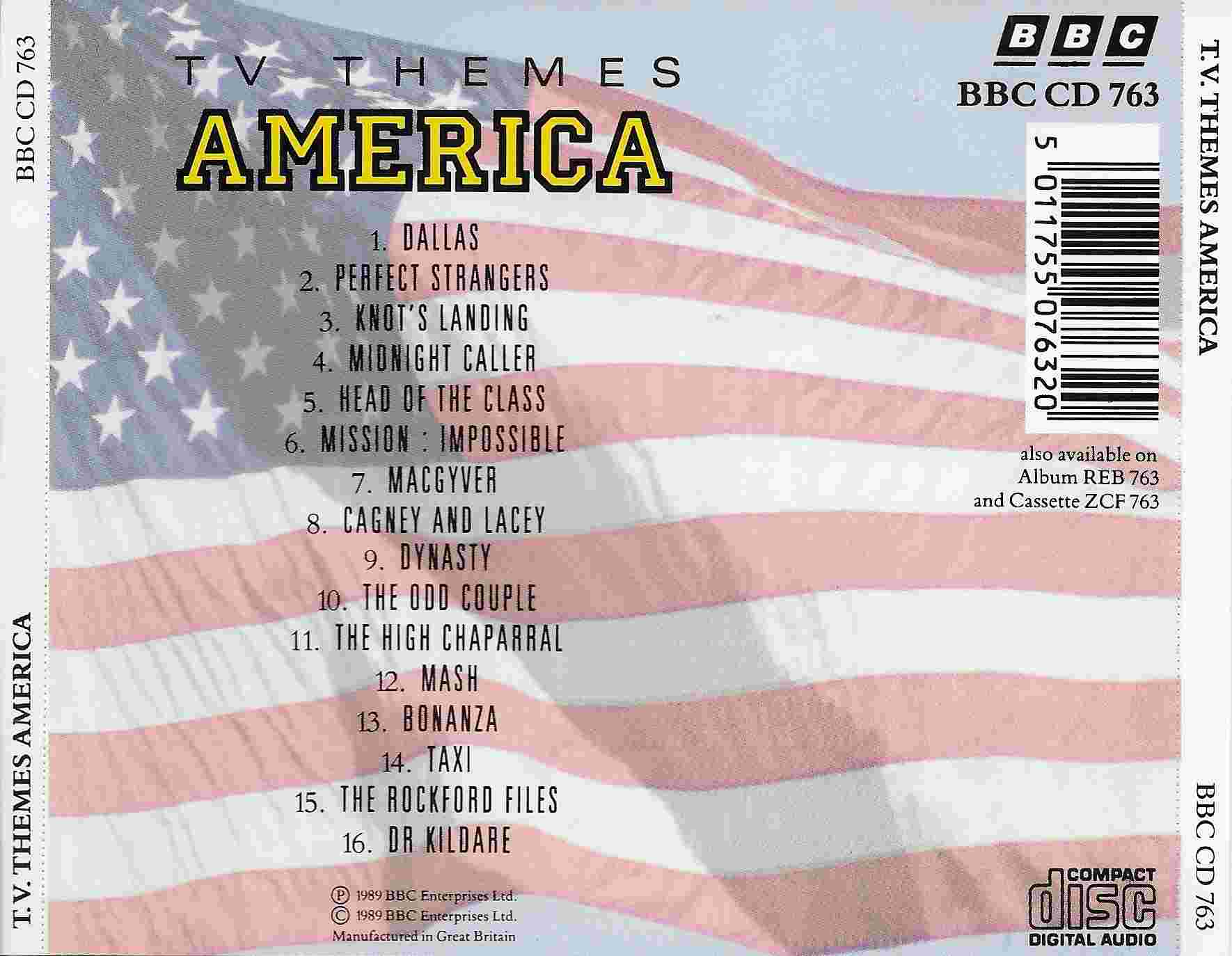 Picture of BBCCD763 TV themes - America by artist Various from the BBC records and Tapes library